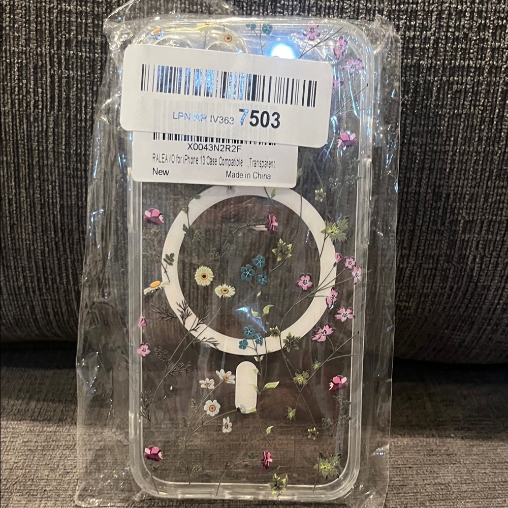 Floral Clear Phone Case with Ring Holder iPhone 13 case.